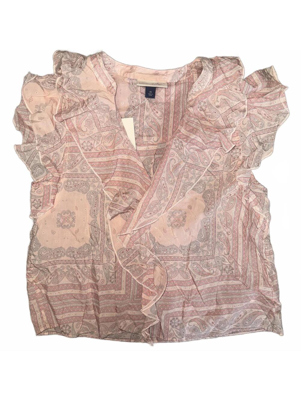 Universal Thread Paisley Ruffle Blouse Boho Top Size XS NWT